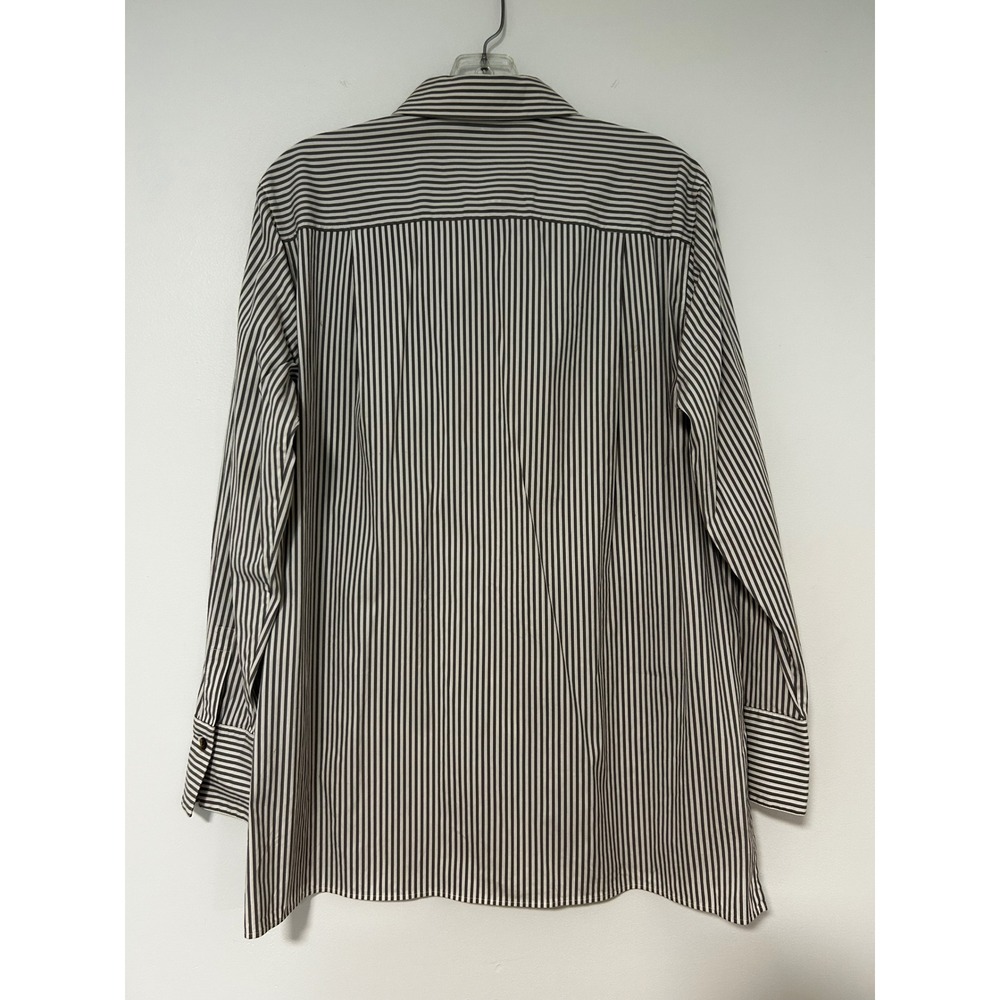 Lafayette 148 New York Womens Grey White Striped Button Down Shirt Small - Picture 4 of 8